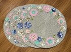 NWT Set of 4 CHRISTIAN LACROIX Beaded Applique Flowers Luxury CHARGER PLACEMATS