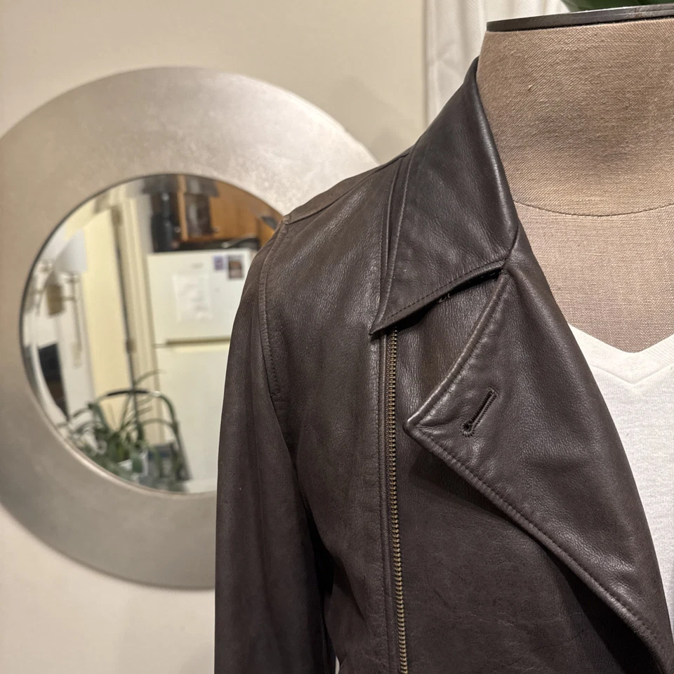 Chaqueta de motociclista Polo Ralph Lauren S de cuero marrón RRL sin forro Foto 4 de 4