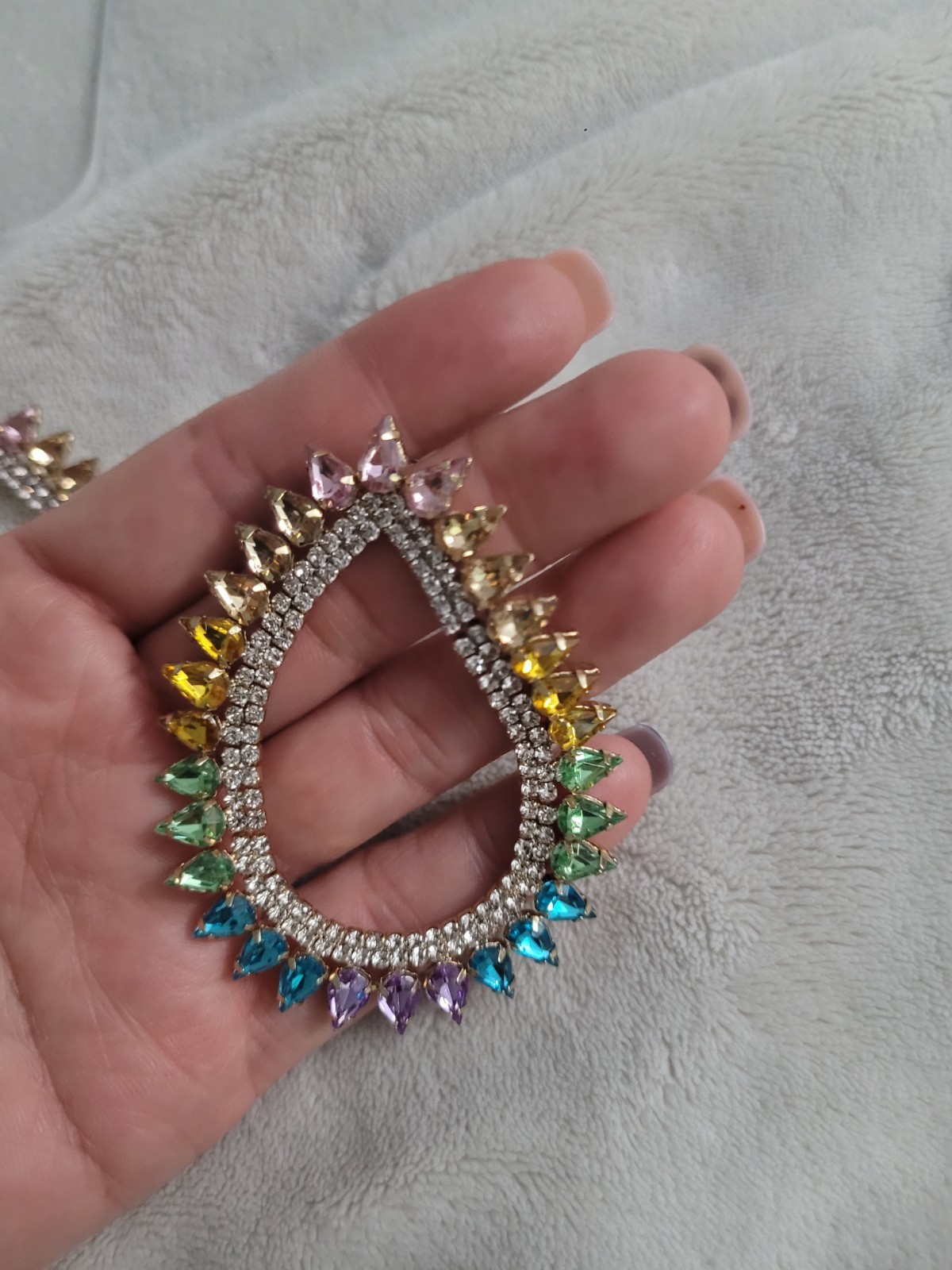 Large Rainbow Rhinestone Statement Earrings – - image 4