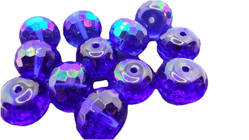 Fire Polished Cobalt Blue AB Faceted Rondelle Beads 12x9mm Qty:12