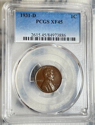 1931-D Lincoln Wheat Cent PCGS XF45 - Glossy BN