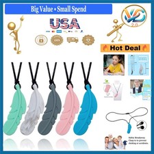 Sensory Chew Necklace 5 Pack Kids Silicone Feather Chewy Autism ADHD