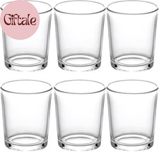 Clear Glass Tea Light Holders Set of 6 - Votive Candle Holders for Weddings, Eve