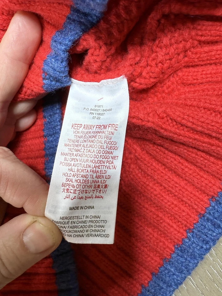 Мини Boden свитер для мальчиков 6-7 красный кабель вязаный пуловер половина молнии синий отделка теплый детский - Изображение 3 из 4