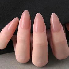 evpct Glossy Press on Nails Short Almond Short for Women, Dusty Nude Pink Fak...