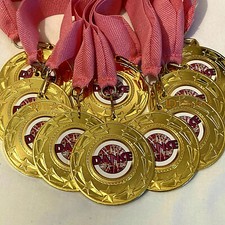 50 Dance Medals & Ribbons, Party, Metal Gold Dance Medals School Awards Trophy
