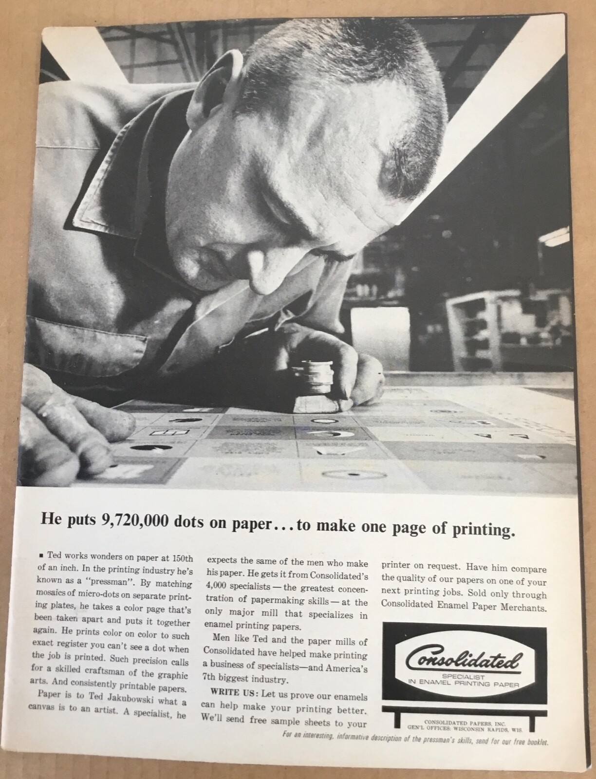 Consolidated printing ad 1966 original vintage print 1960s retro tech