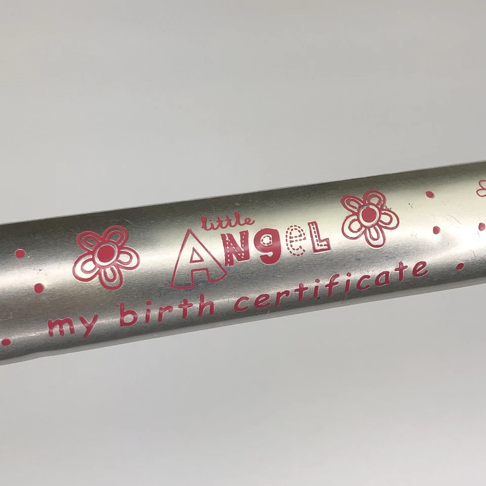 Tubo de exhibición de desplazamiento con soporte para certificado de nacimiento Little Angel Girls rosa (leer) Foto 2 de 4
