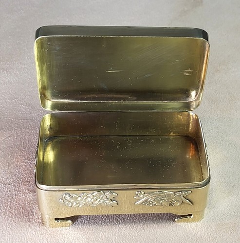 Heirloom Taishō Era Keepsake Brass Box silver hinge, amazingly detailed castings - Picture 11 of 15