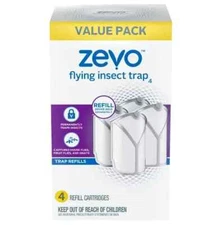 Zevo Flying Insect Trap, Fly Trap Refill Cartridges (Twin Pack, 4 Cartridges)