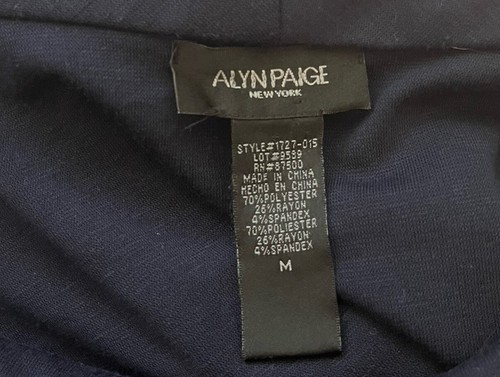 Alyn Paige Navy Blue Stretch Classic Sheath Dress With Rose Detail Preppy Sz M - Picture 4 of 5
