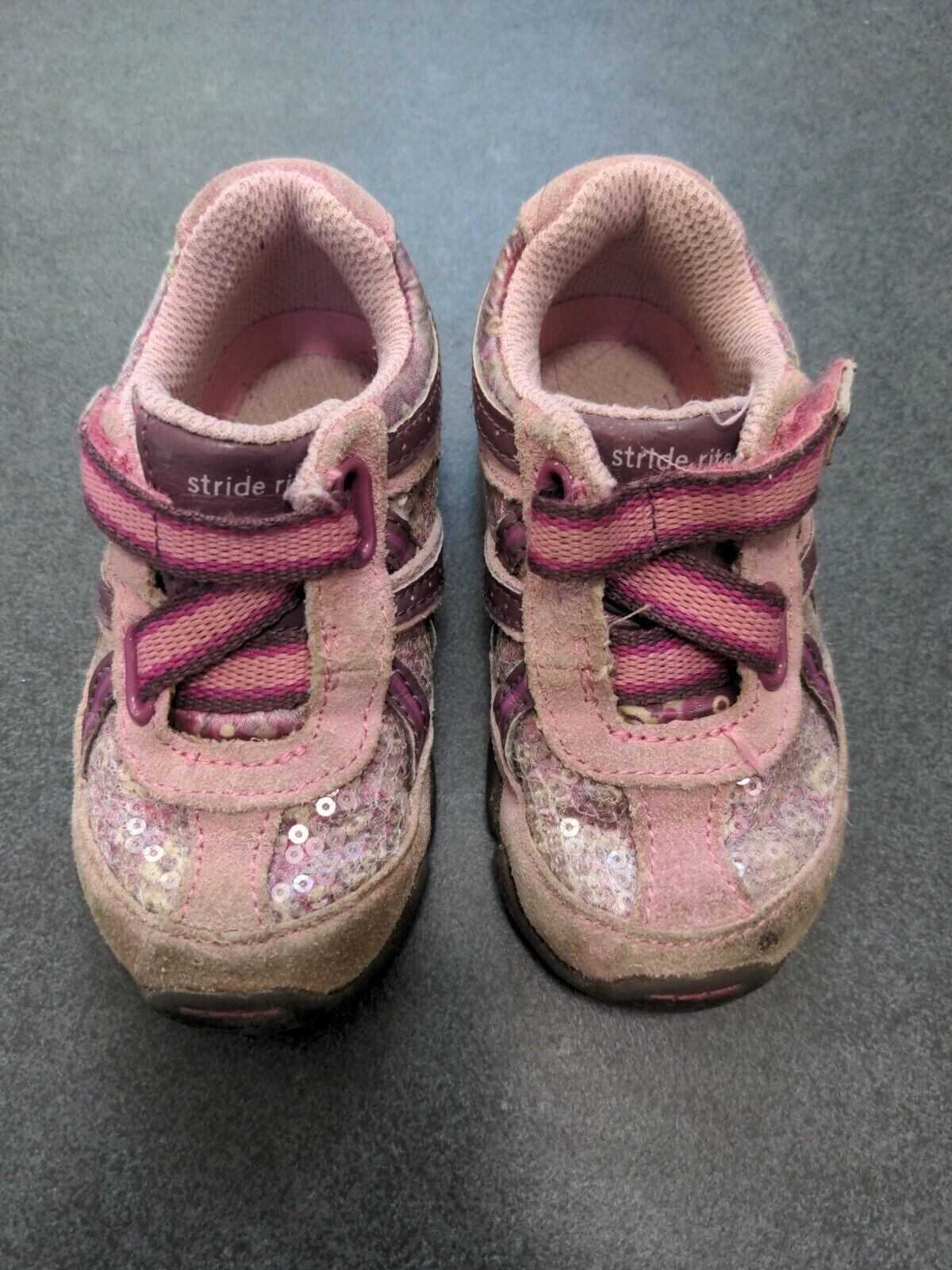 Stride Rite Baby Sequin Sneakers Shoes Walker Baby Purple Pink  21.5 EU 5.5 US