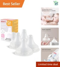 BPA-Free Silicone Baby Nipple with Advanced Vented Design - 4 Pack for 9 Months