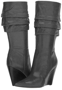 nine west black leather knee high boots