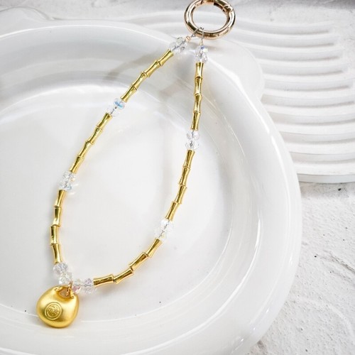 Fashionable Gold Beaded Bracelet Cellphone Strap Pendant Antilost Chain Jewelry - Zdjęcie 6 z 8