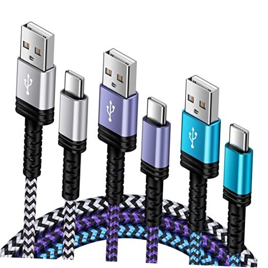 USB-A to USB C Charger Braided Cord 3Pack 3/6/10FT Long USB A to Type C