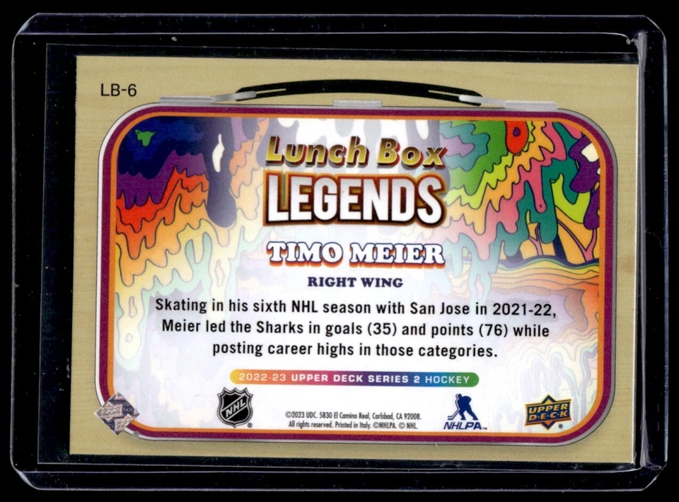 2022-23 Upper Deck Series 2 Lunch Box Legends Timo Meier #LB-6 San Jose Sharks - Image 2 of 2