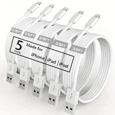 5Pack Fast Charger Cable Lot For iPhone 14 13 12 11 8 7 USB Charging Cord 3/6FT