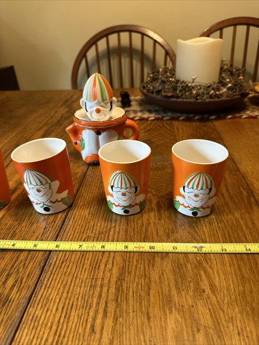Antique Clown Citrus Juice Set & Four Juice Tumblers 1930's Japan - Picture 3 of 22