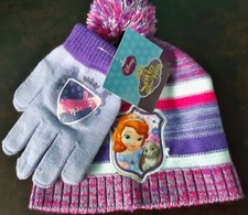 DISNEY SOPHIA THE FIRST GIRLS HAT  GLOVES SET - BEANIE - ONE SIZE -NWT