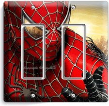 AMAZING SPIDERMAN SUPERHERO DOUBLE GFI LIGHT SWITCH WALL PLATE BOY BEDROOM DECOR