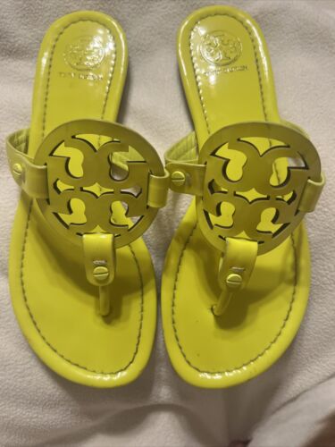 Tory Burch Neon Limone Patent Leather Flip Flops … - image 1