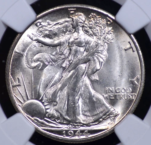 1944 S WALKING LIBERTY HALF DOLLAR NGC MS 64 LUSTROUS ORIGINAL WHITE WELL STRUCK