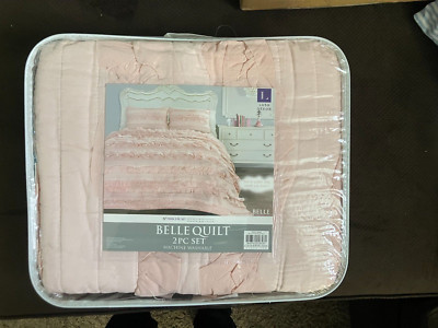 Lush Décor Belle Quilt 2 Piece Ruffled Quilt Bedding Set, Twin, Pink Blush
