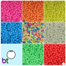 BeadTin Glow 6mm Round Plastic Craft Beads (500pcs) - Color choice