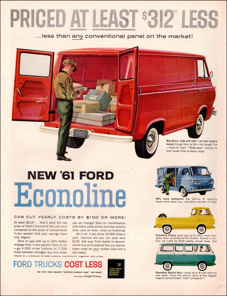 1960 Classic Van AD New '61 FORD ECONOLINE VAN Station Bus - Main Image