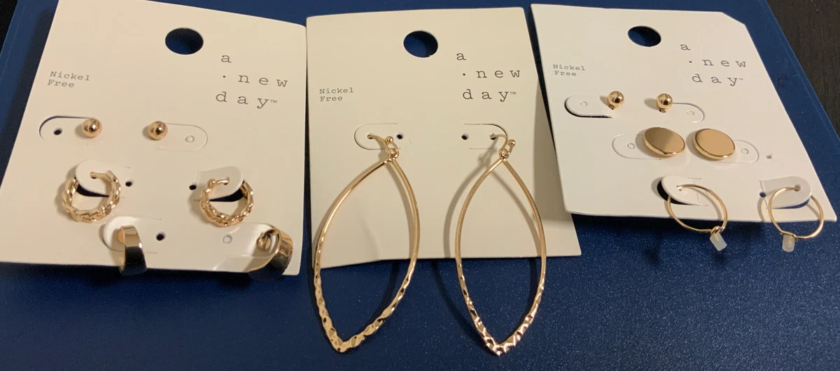 a new day Earrings Gold Set Of 3 eBay