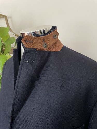Kroon Herren Drei-Knopf Marine Blau Blazer Wolle Kaschmir Sport Mantel Jacke 44 L - Bild 3 von 12