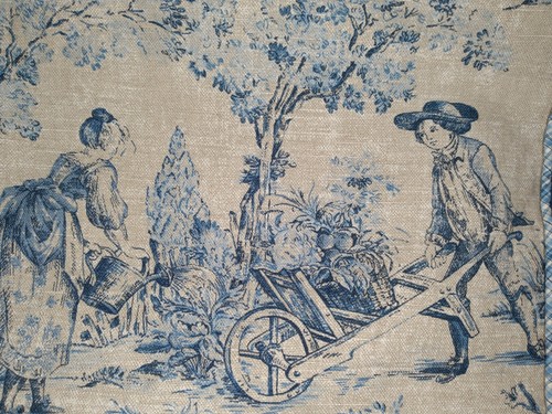 One Toile DeJouy King Pillow Cover Blue Grey French Chateau Chic Pastoral Scene  - Picture 6 of 12