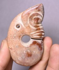 7CM China Hongshan Culture Old Jade Carve Yu Pig Long Dragon Hook Amulet pendant