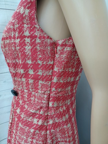 Merona Dress Fit & Flare Red Beige Sleeveless Ginghan Sz 8 - Picture 7 of 11