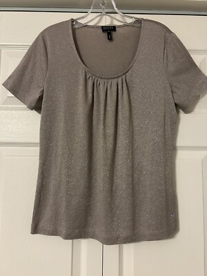 ESCADA Sport Sz M Gray with Silver Sparkle / Glitter Short Sleeve Top