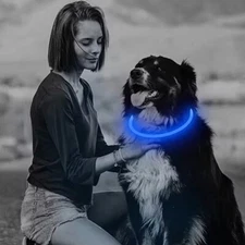USB RECHARGEABLE LED Light-up Flash GLOW COLLAR FOR Dog Pet Safety.Adjustable.