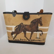VINTAGE Enid Collins of Texas Wood Leather Purse Champion II TN Walking Horse