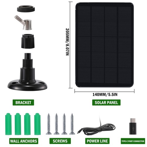Waterproof Solar Panel Kit For Arlo Essential Spotlight Camera Doorbell Charger - Picture 10 of 61