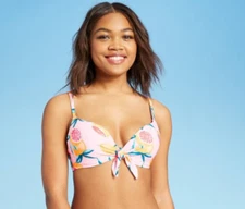 Women's Lined Front Tie Textured Bikini Top -Shade & Shore -Various Sizes -S306