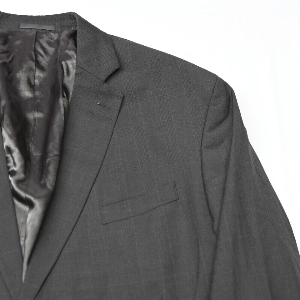 Kenneth Cole 52L 44x29 Marrón Glenn Cuadros Lana Hombres Abrigo Chaqueta Pantalones Traje Foto 2 de 4