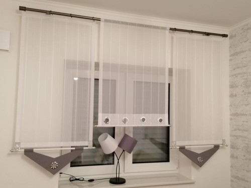 Gardinen Set, Flächen Vorhänge , NEU,MODERN ,Weis/Grau - Bild 3 von 6