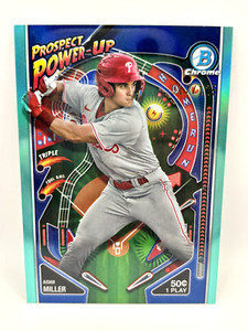 Aidan Miller 2024 Topps Bowman Chrome Prospect Power-Up Aqua #017/125 - Phillies