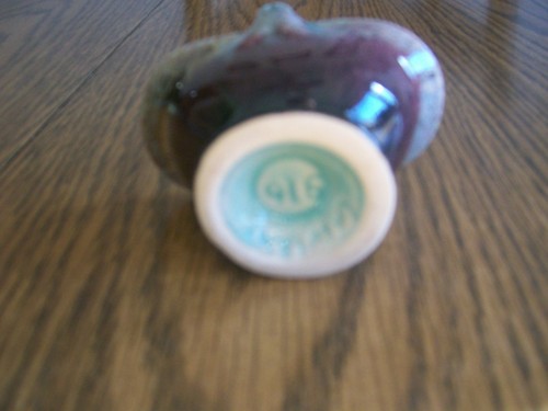 VINTAGE MINI GERMANY 916 TRINKET BASKET TURQUOIS AND MAUVE 3" + HIGH AND WIDE - Picture 6 of 6
