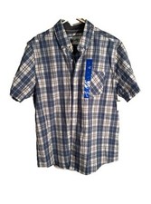 Hurley Short Sleeve Button Shirt Men's L Blue Check