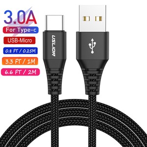 3a Braided Micro Usb Type C Charger Cable Fast Charging Cord For