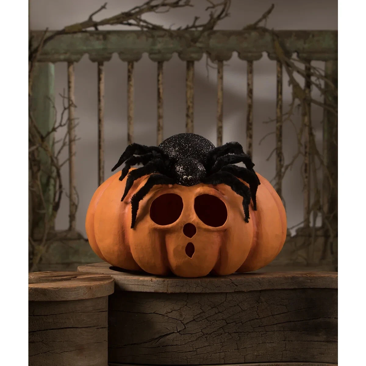 Bethany Lowe Spider on Pumpkin Decoration - Thumbnail 3