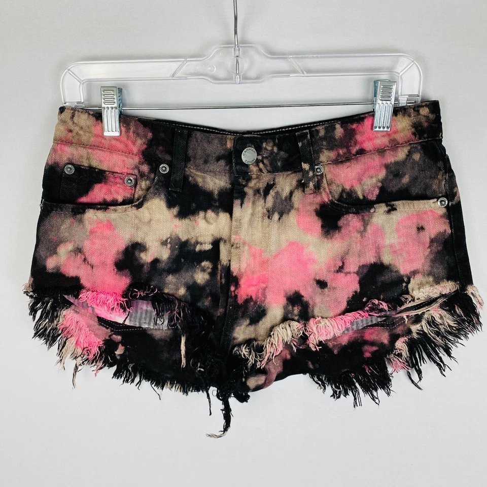 Pantalones Cortos Carmar Jean Para Mujer Gótico Bohemio Hippie Tie Dye Flecos Pesados Colorido 27 Foto 2 de 4