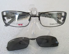 NEW Takumi Eyeglass Frames T9922 55-17-135 Black With Sunglass Easy Clip $118.00