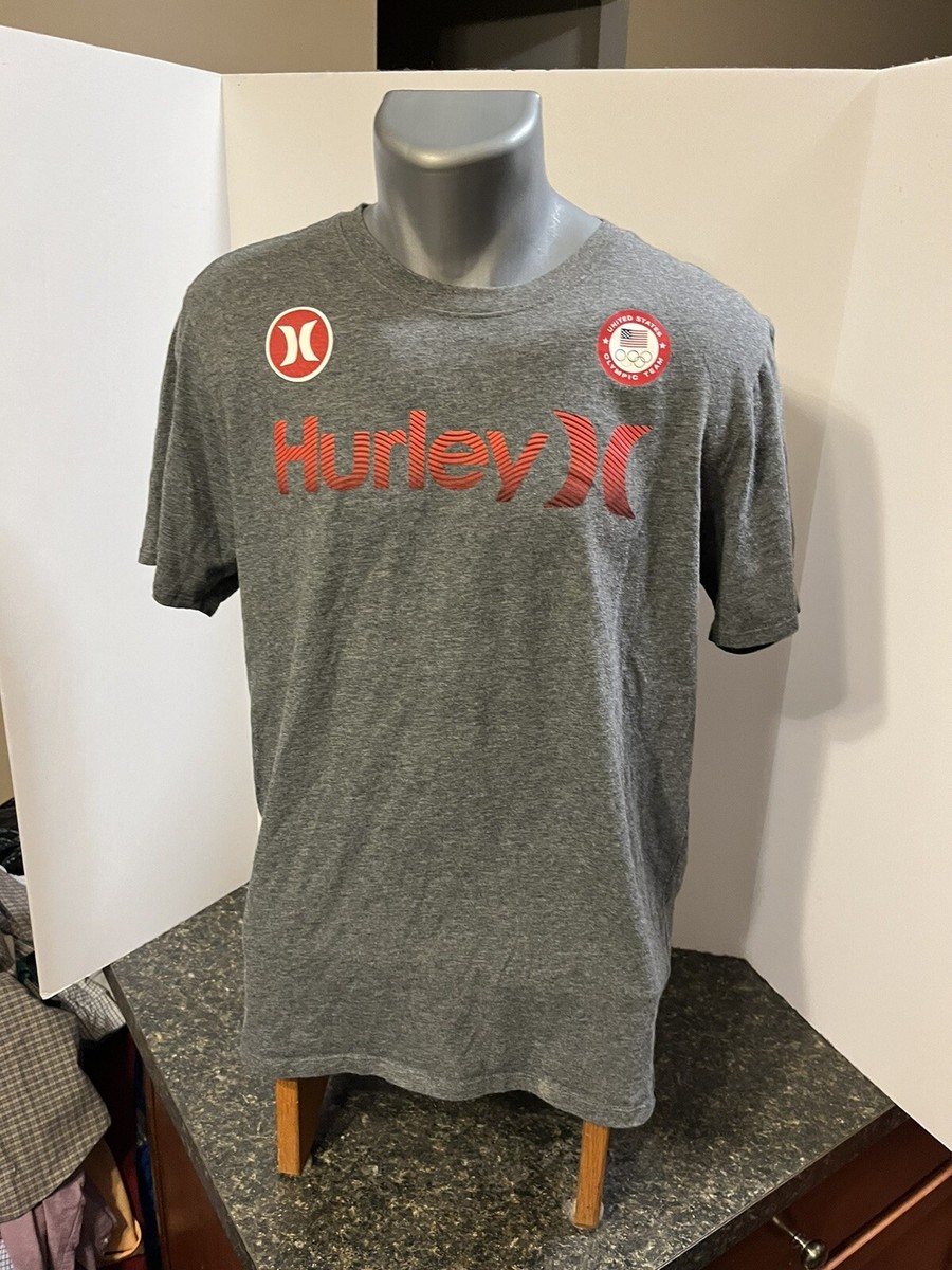 Hurley Nike Dri Fit Olympic Team T-Shirt Men’s Large Gray Athletic Cut